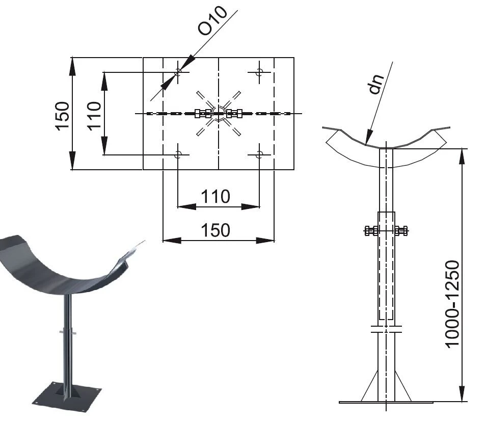 Bodenstütze Für Einwandige Edelstahlrohre Teleskopierbar 2 Bodenstütze Für Einwandige Edelstahlrohre Teleskopierbar – Bild 2