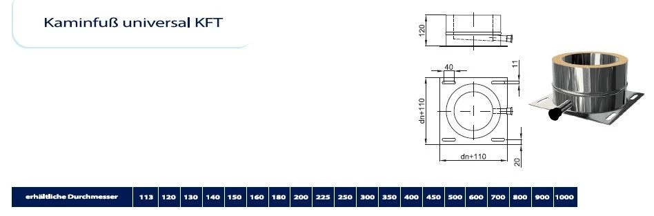 Edelstahlschornstein Grundplatte Universal Mit Kondensatablauf 2 Edelstahlschornstein Grundplatte Universal Mit Kondensatablauf – Bild 2