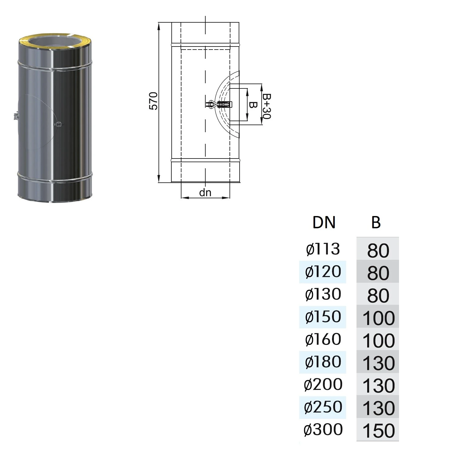 Edelstahlschornstein Längenelement DW Mit Revision ( Reinigung ) 2 Edelstahlschornstein Längenelement DW Mit Revision ( Reinigung ) – Bild 2
