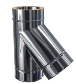 Edelstahlschornstein T-Anschluss 45 Grad