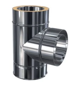 Edelstahlschornstein T-Anschluss 90 Grad