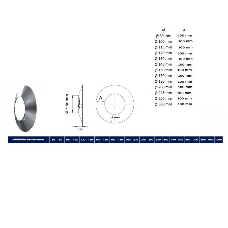 Wandblenden / Wandrosetten DW 113 - 300 Mm 2 Wandblenden / Wandrosetten DW 113 - 300 Mm – Bild 2