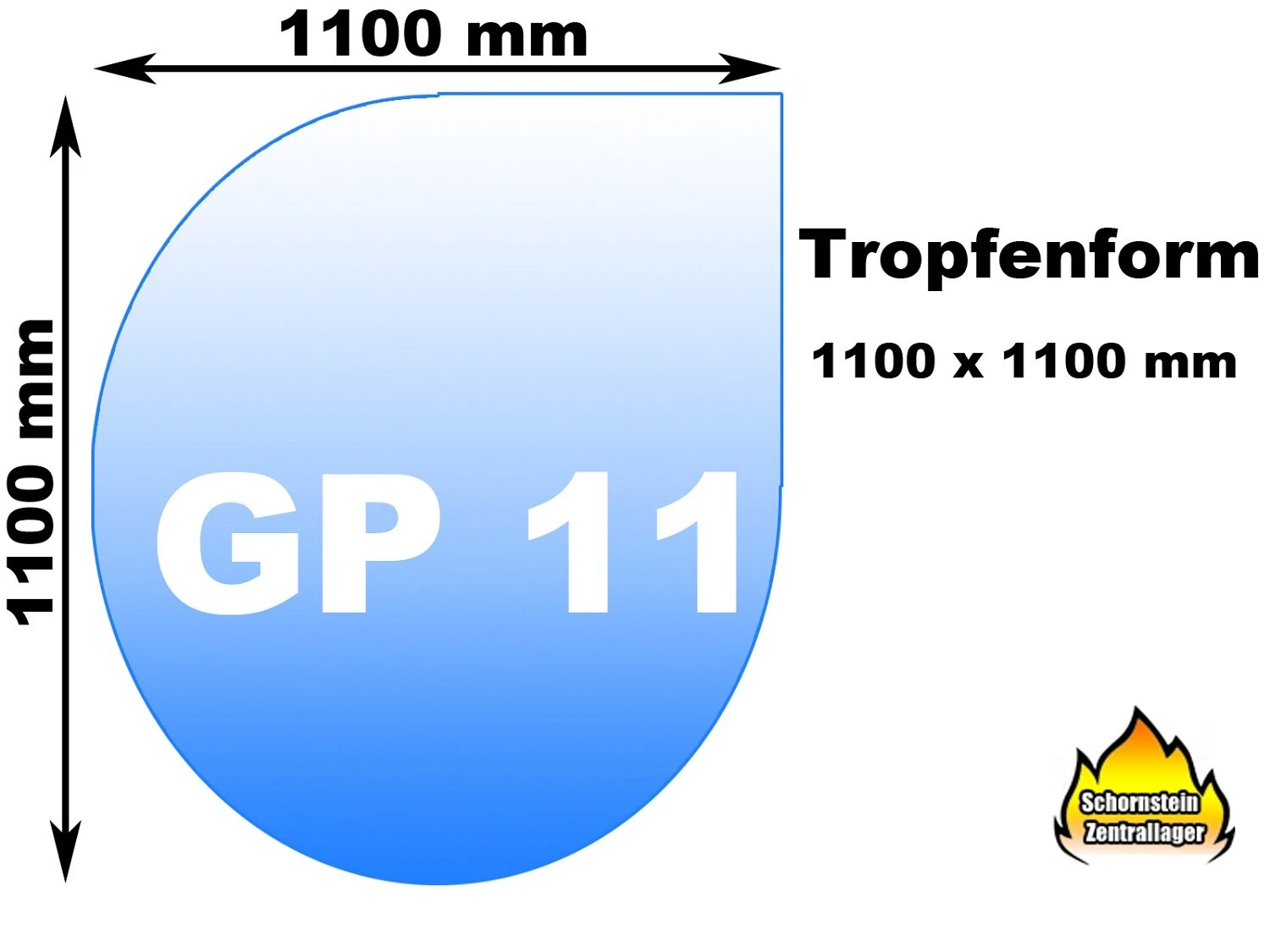Glasbodenplatte Funkenschutz GP11 Tropfenform 1100X1100mm, 6mm ESG Glas 1 Glasbodenplatte Funkenschutz GP11 Tropfenform 1100X1100mm, 6mm ESG Glas
