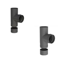 Pelletrohr Ø 80 Mm T-Anschluß 90° Mit Kondensatschale Edelstahl / Stahl