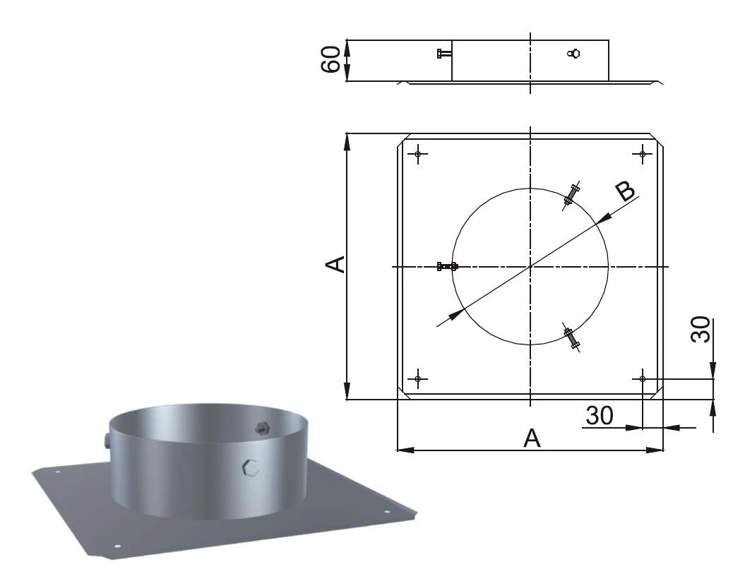 Kamin. - Schornsteinsanierung Schachtabdeckung Mit Hinterlüftung DN 113 Mm 2 Kamin. - Schornsteinsanierung Schachtabdeckung Mit Hinterlüftung DN 113 Mm – Bild 2