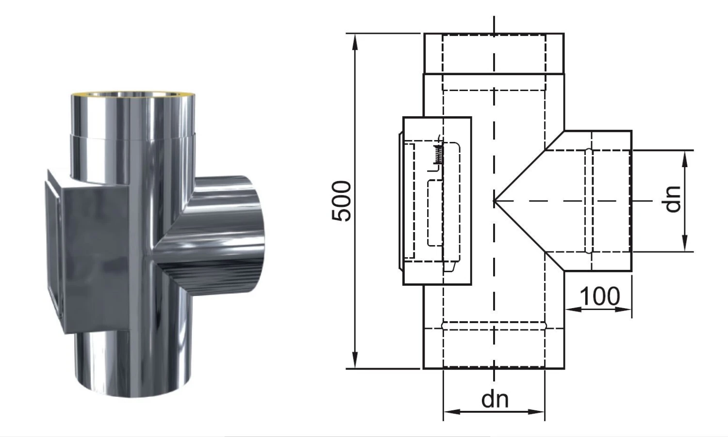ZEN-Schornstein Kombielement T-Anschluß Inkl. Reinigung 2 ZEN-Schornstein Kombielement T-Anschluß Inkl. Reinigung – Bild 2