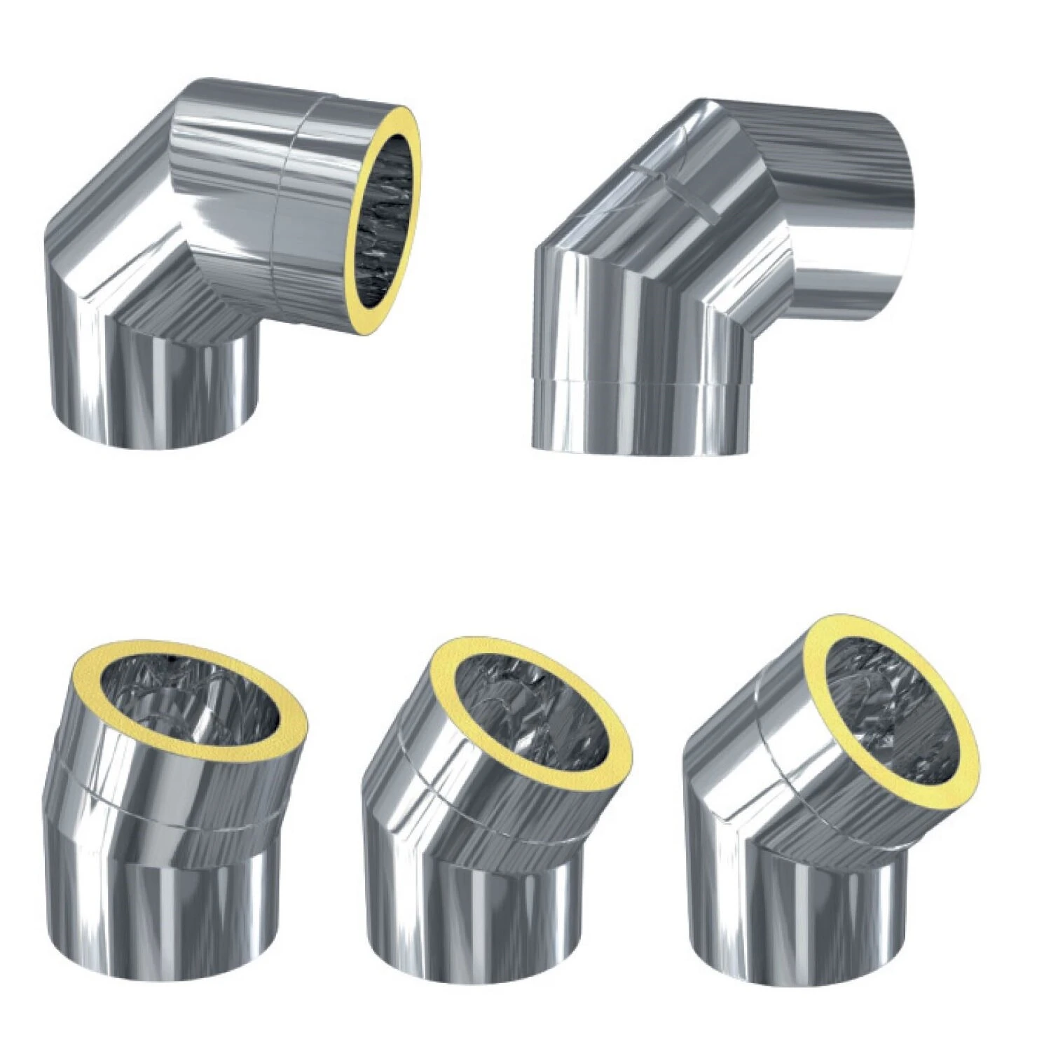 ZEN-Schornstein Winkel / Bögen 15° - 30° - 45° - 90° 1 ZEN-Schornstein Winkel / Bögen 15° - 30° - 45° - 90°
